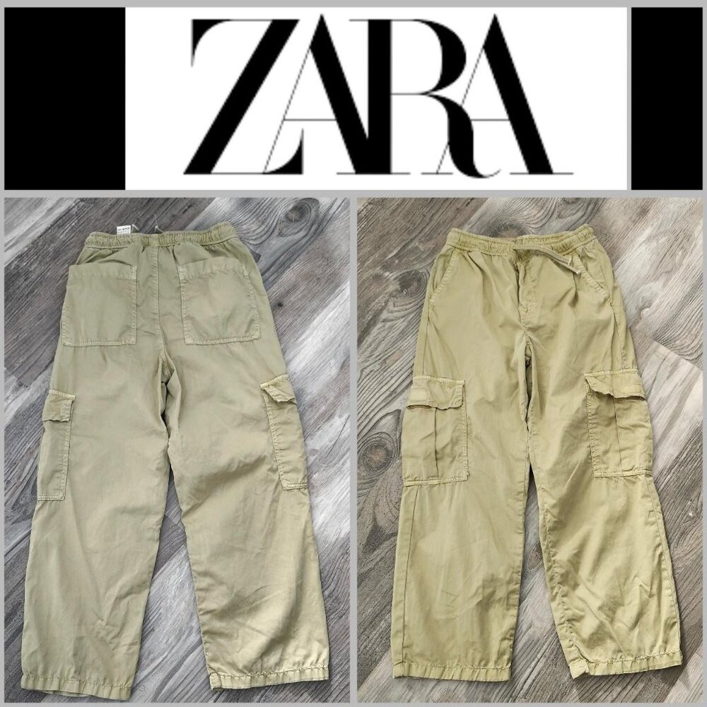 NWOT Zara Cargo Wide Leg Loose Tan Pants Boys Size 9